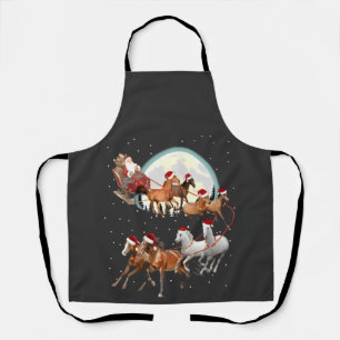 Santa Riding Horses Horse Sleigh Equestrian  Apron
