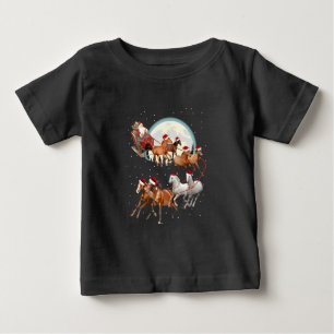 Santa Riding Horses Horse Sleigh Equestrian Baby T-Shirt