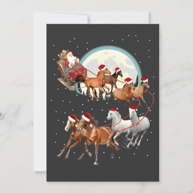 Santa Riding Horses Horse Sleigh Equestrian  Invitation (Front)