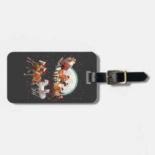 Santa Riding Horses Horse Sleigh Equestrian Luggage Tag