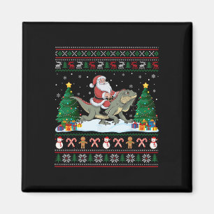 Santa Riding Iguana Boys Girls Kids Ugly Christmas Magnet