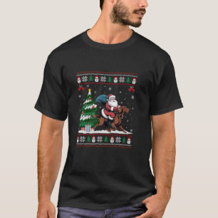 Santa Riding Irish Setter Dog Tree Lighting Christ T-Shirt