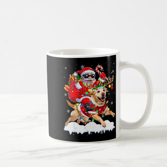 Santa Riding Labrador Retriever Christmas Lights D Coffee Mug (Right)