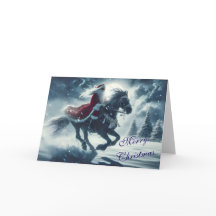 Santa Riding Like the Wind Christmas Card