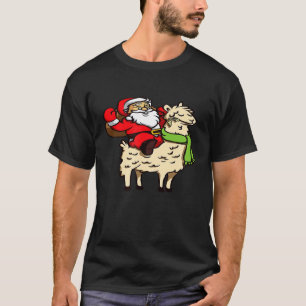 Santa Riding Llama Alpaca Christmas  Idea T-Shirt