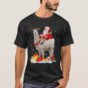 Santa Riding Llama Reindeer Christmas Santa Llama T-Shirt