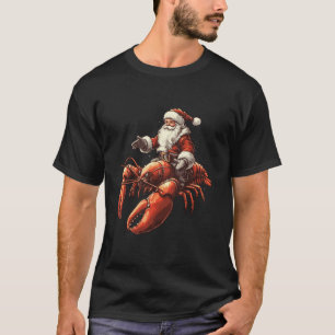 Santa Riding Lobster Funny Lobster Christmas Xmas T-Shirt