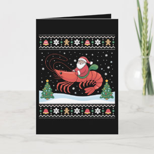 Santa Riding Lobster Ugly Christmas Sweater Xmas Card