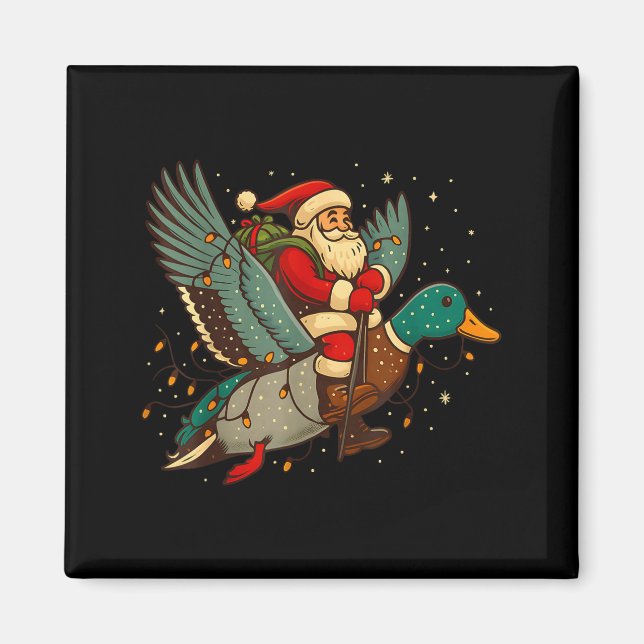 Santa Riding Mallard Duck Funny Christmas Holiday  Magnet (Front)
