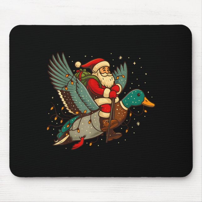 Santa Riding Mallard Duck Funny Christmas Holiday  Mouse Pad (Front)