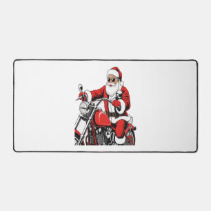 Santa Riding Motorcycle Desk Mat