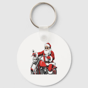 Santa Riding Motorcycle Key Ring
