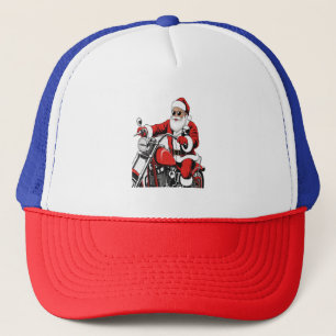 Santa Riding Motorcycle Trucker Hat