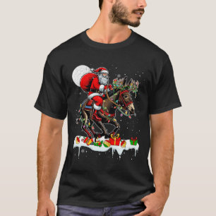 Santa Riding Mule Reindeer Xmas Farm Animal Lover  T-Shirt