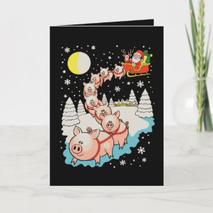 Santa Riding Pig Ugly Christmas Family Matching Card