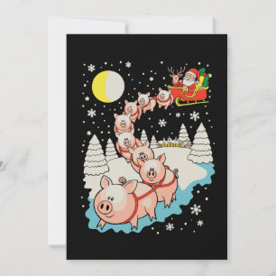 Santa Riding Pig Ugly Christmas Family Matching Holiday Card