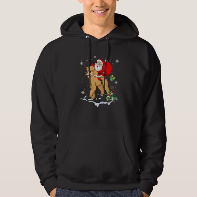 Santa Riding Poodle Dog with Hat Claus Christmas P Hoodie (Front)