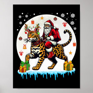 Santa Riding Reindeer Bengal Cat Christmas Owner K Poster