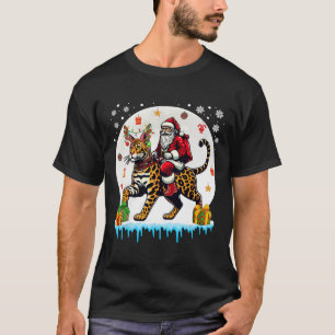Santa Riding Reindeer Bengal Cat Christmas Owner K T-Shirt