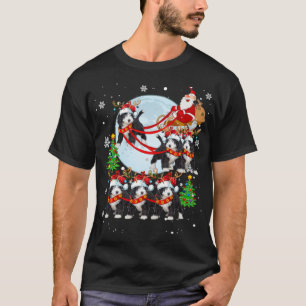 Santa Riding Reindeer Bernedoodle Sleigh Christmas T-Shirt