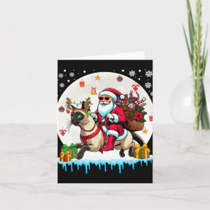 Santa Riding Reindeer Burmese Cat Christmas Owner Card