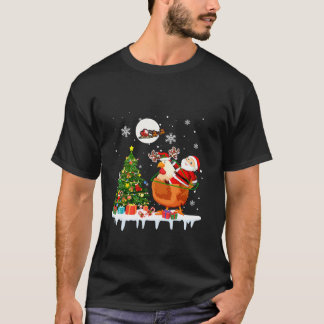 Santa Riding Reindeer Chicken Christmas Tree Light T-Shirt