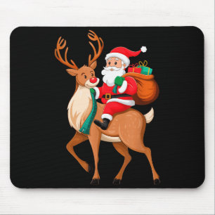Santa Riding Reindeer Christmas Men Boys Kids Teen Mouse Pad