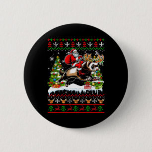 Santa Riding Reindeer Ferret Xmas Kids Family Swea 6 Cm Round Badge