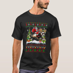 Santa Riding Reindeer Ferret Xmas Kids Family Swea T-Shirt