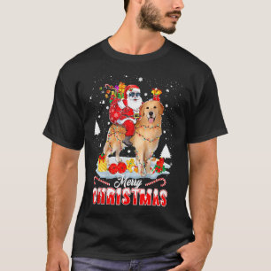 Santa Riding Reindeer Golden Retriever 219 T-Shirt