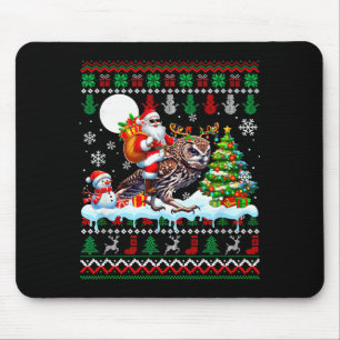 Santa Riding Reindeer Owl Sweater Xmas Tree Snowma Mouse Pad