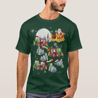 Santa Riding Reindeer Santa Tractor Sleigh Christm T-Shirt