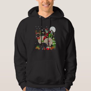 Santa Riding Reindeer Siamese Cat Christmas Tree Hoodie