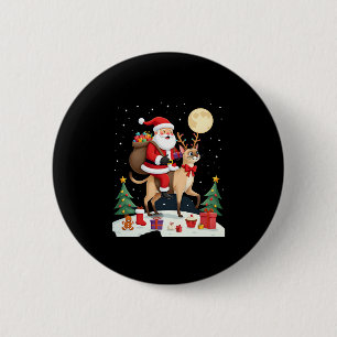 Santa Riding Reindeer Siamese Cat Christmas Tree L 6 Cm Round Badge