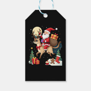 Santa Riding Reindeer Siamese Cat Christmas Tree L Gift Tags