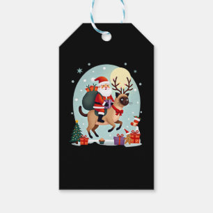 Santa Riding Reindeer Siamese Cat Christmas Tree L Gift Tags