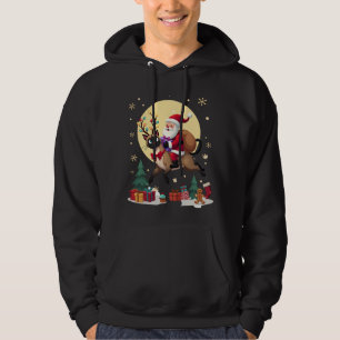 Santa Riding Reindeer Siamese Cat Christmas Tree L Hoodie