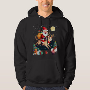 Santa Riding Reindeer Siamese Cat Christmas Tree L Hoodie