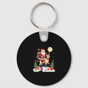 Santa Riding Reindeer Siamese Cat Christmas Tree L Key Ring