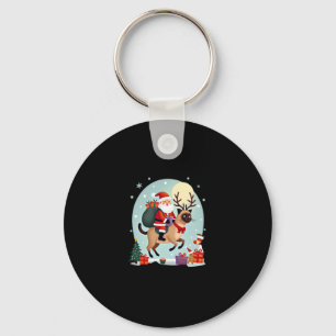 Santa Riding Reindeer Siamese Cat Christmas Tree L Key Ring