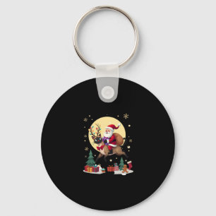 Santa Riding Reindeer Siamese Cat Christmas Tree L Key Ring