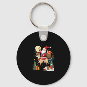 Santa Riding Reindeer Siamese Cat Christmas Tree L Key Ring