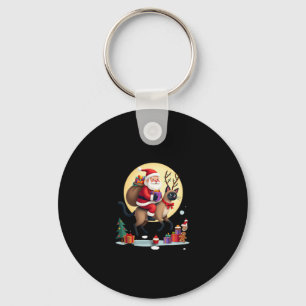 Santa Riding Reindeer Siamese Cat Christmas Tree L Key Ring