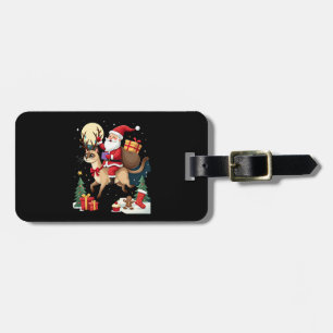 Santa Riding Reindeer Siamese Cat Christmas Tree L Luggage Tag