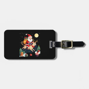 Santa Riding Reindeer Siamese Cat Christmas Tree L Luggage Tag