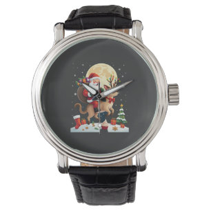 Santa Riding Reindeer Siamese Cat Christmas Tree L Watch