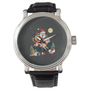 Santa Riding Reindeer Siamese Cat Christmas Tree L Watch