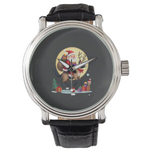 Santa Riding Reindeer Siamese Cat Christmas Tree L Watch