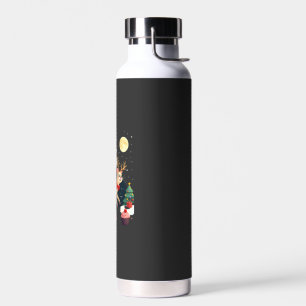 Santa Riding Reindeer Siamese Cat Christmas Tree L Water Bottle