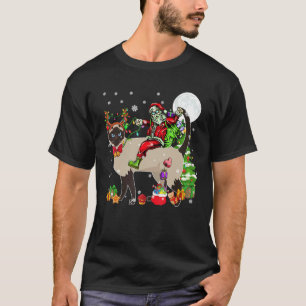 Santa Riding Reindeer Siamese Cat Christmas Tree T-Shirt